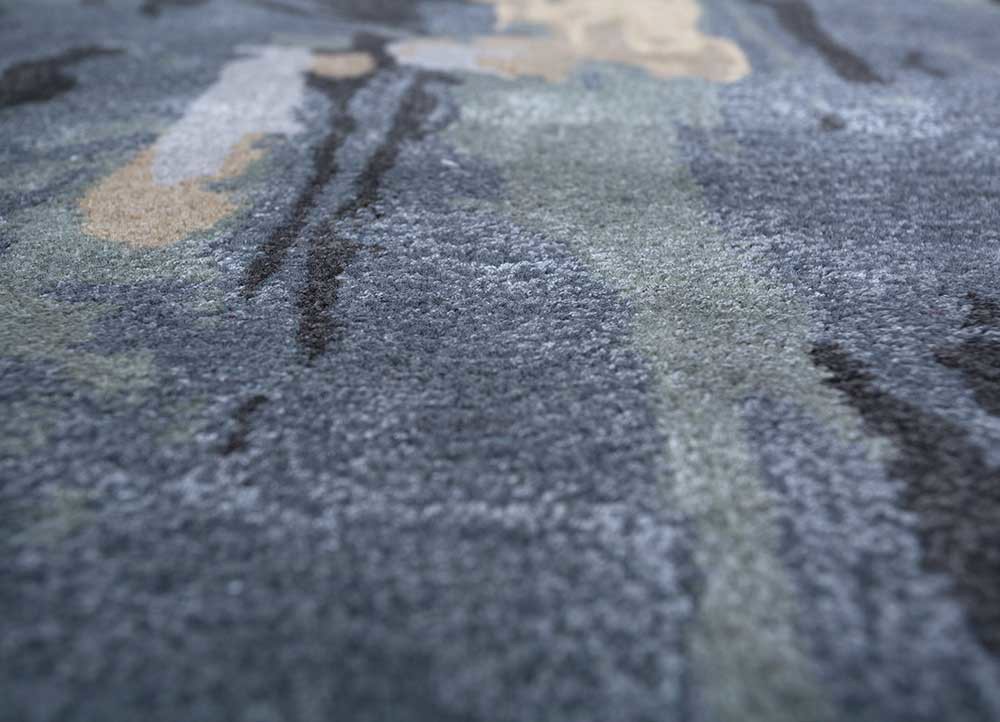 genesis grey and black wool and viscose hand tufted Rug - CloseUp