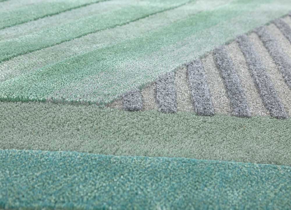 come around blue wool and viscose hand tufted Rug - CloseUp