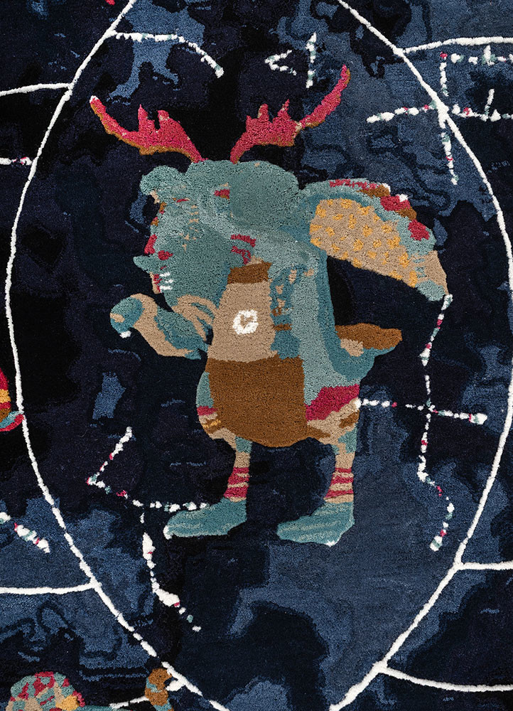 happiness grey and black wool hand tufted Rug - CloseUp