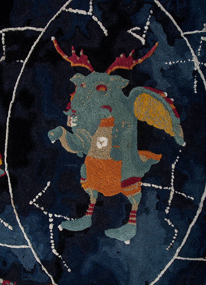 happiness grey and black wool hand tufted Rug - CloseUp