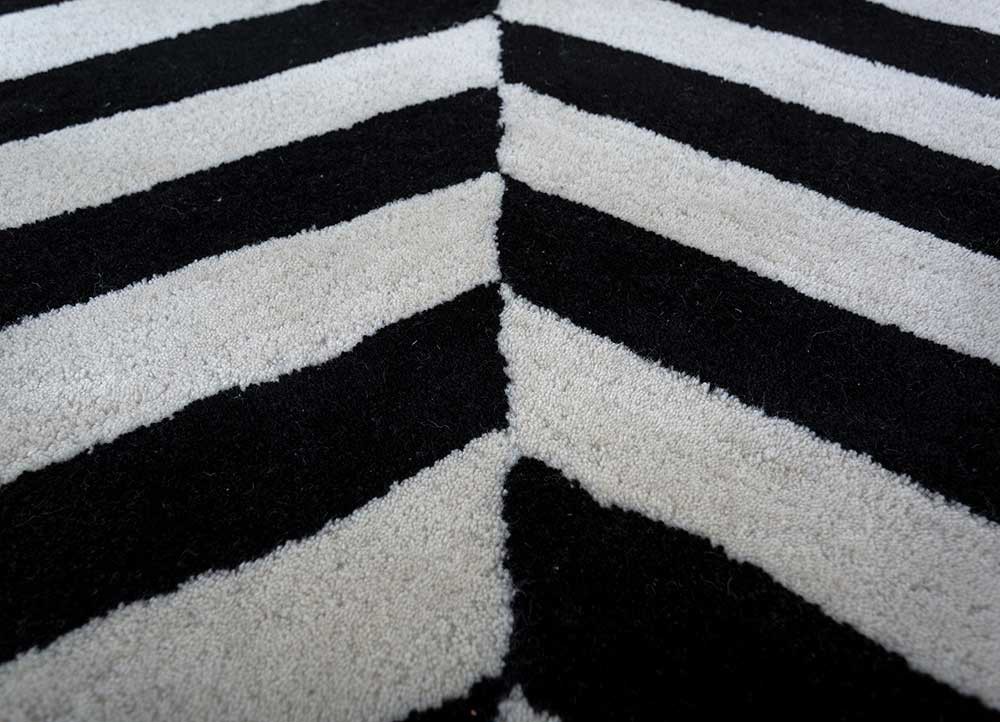 contour grey and black wool hand tufted Rug - CloseUp