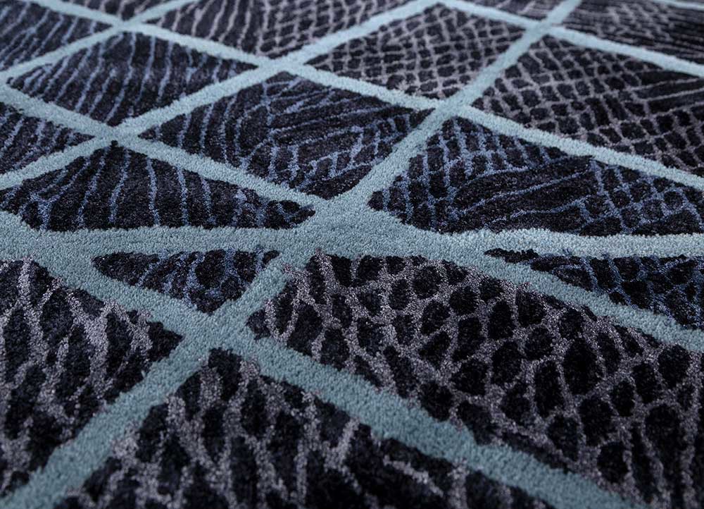 caliedo blue wool and viscose hand tufted Rug - CloseUp