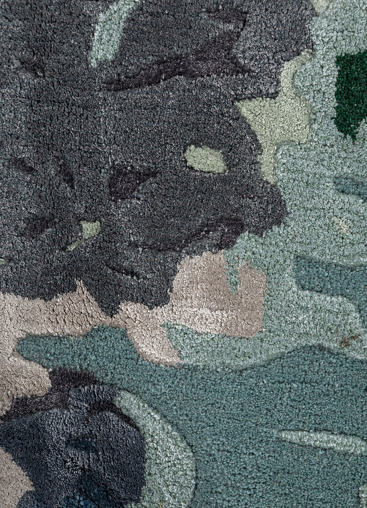 genesis blue wool and viscose hand tufted Rug - CloseUp