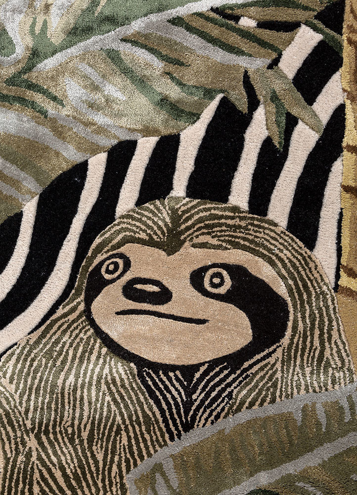 aurelia green wool and viscose hand tufted Rug - CloseUp