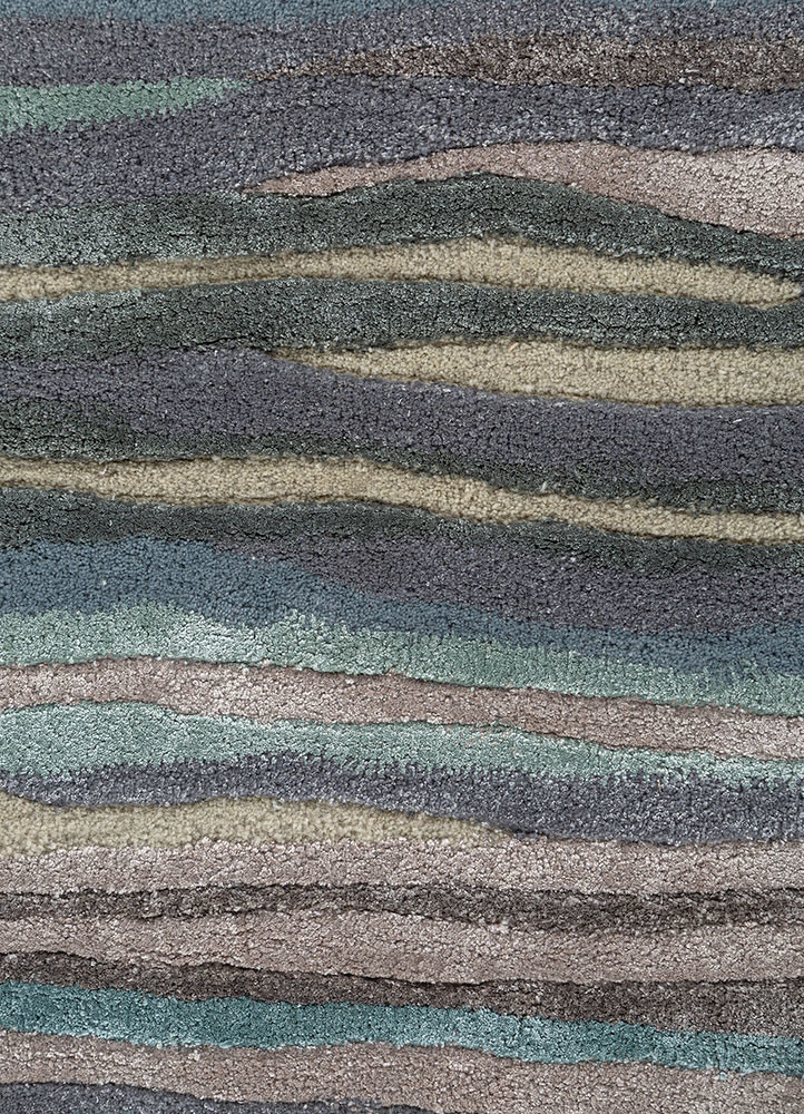 genesis grey and black wool and viscose hand tufted Rug - CloseUp