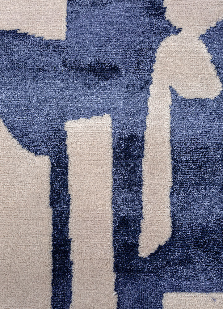 white noise ivory wool and bamboo silk hand knotted Rug - CloseUp white noise ivory wool and bamboo silk hand knotted Rug - CloseUp