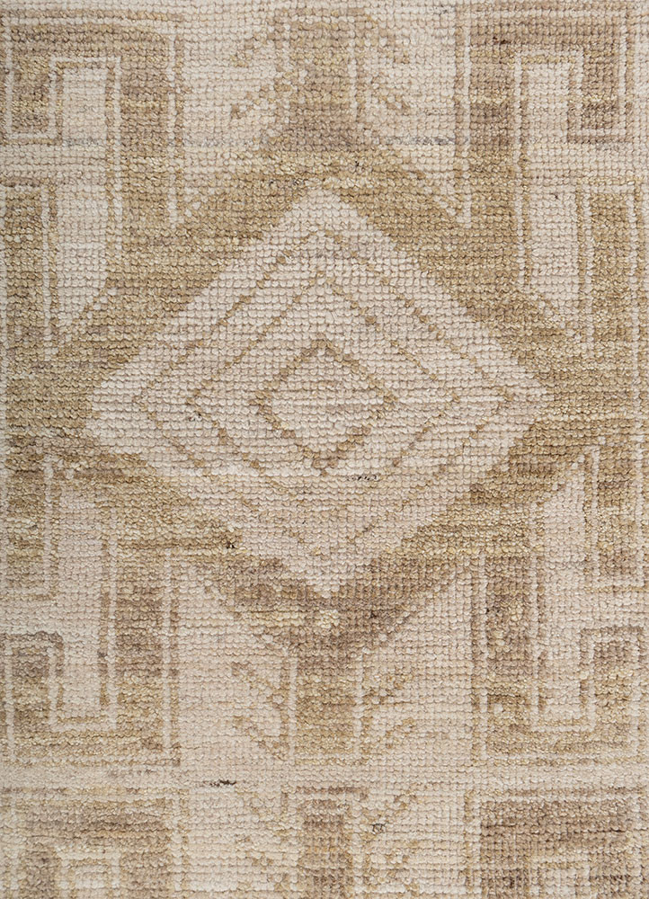 thyme beige and brown wool hand knotted Rug - CloseUp thyme beige and brown wool hand knotted Rug - CloseUp