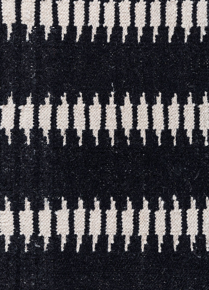 indusbar grey and black wool flat weaves Rug - CloseUp