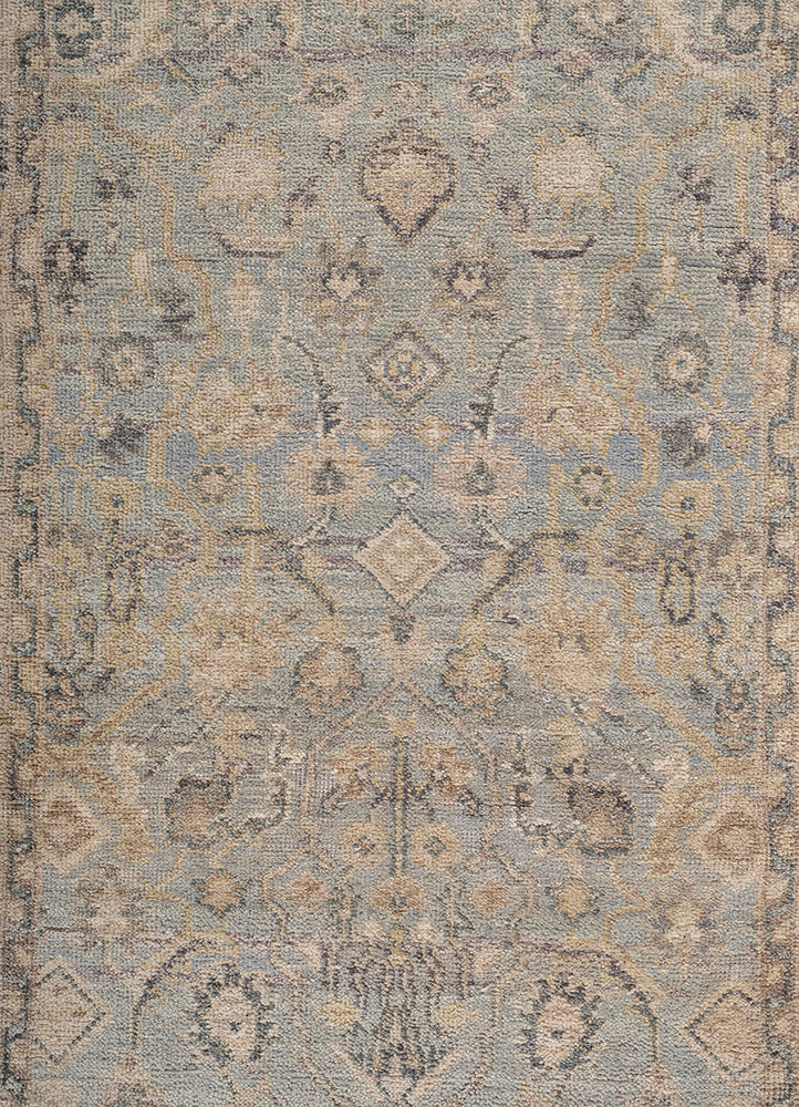 someplace in time blue afghan wool hand knotted Rug - CloseUp someplace in time blue afghan wool hand knotted Rug - CloseUp