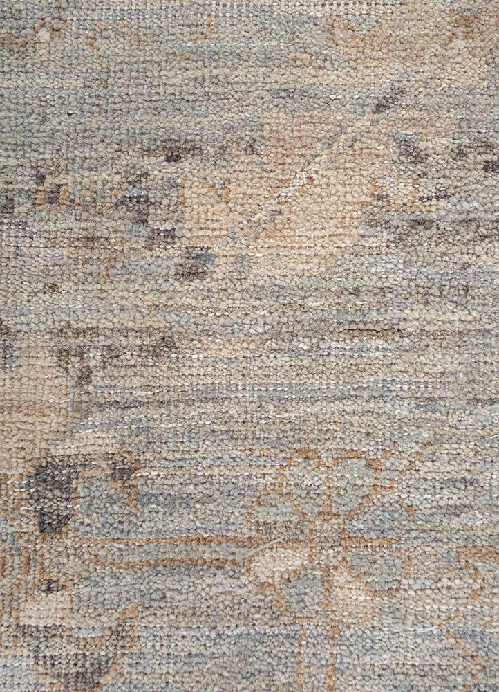 someplace in time blue wool hand knotted Rug - CloseUp