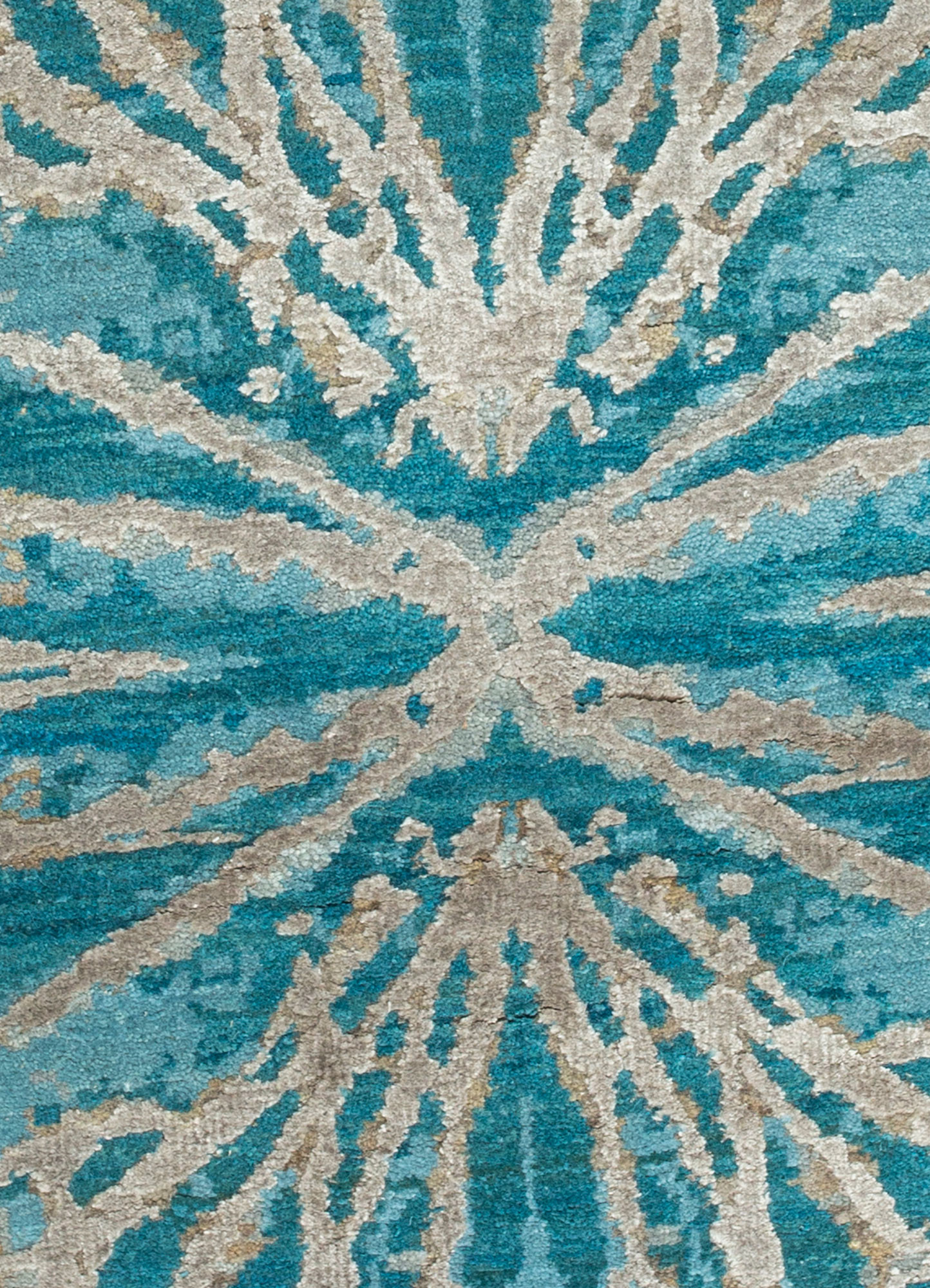 chaos theory by kavi green wool and bamboo silk hand knotted Rug - CloseUp chaos theory by kavi green wool and bamboo silk hand knotted Rug - CloseUp