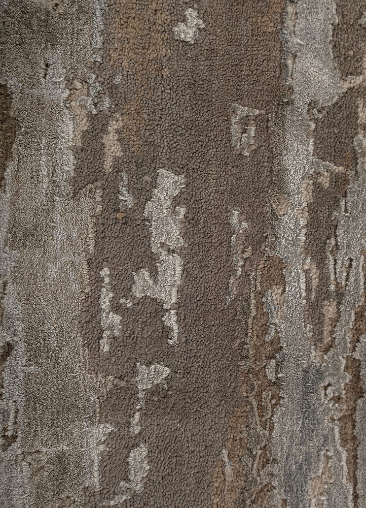 chaos theory by kavi ivory wool and bamboo silk hand knotted Rug - CloseUp