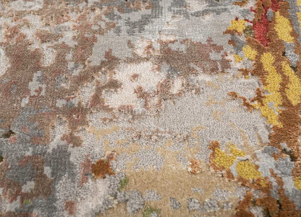 project error by kavi grey and black wool and bamboo silk hand knotted Rug - CloseUp