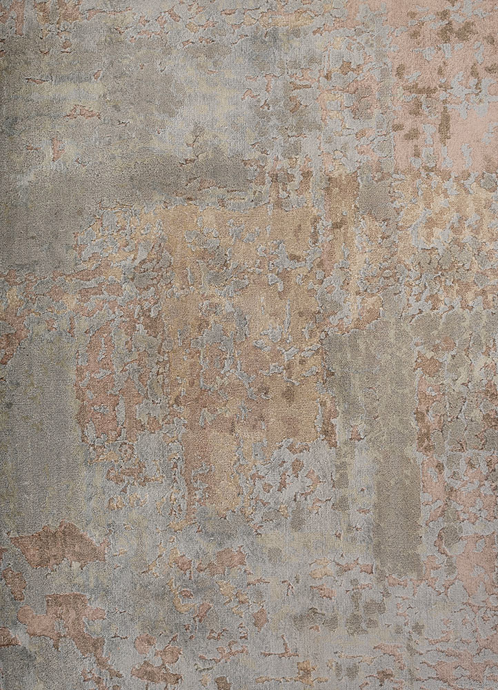 chaos theory by kavi ivory wool and bamboo silk hand knotted Rug - CloseUp