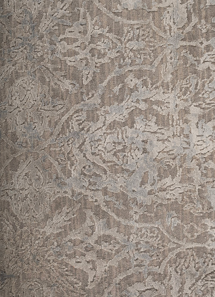 chaos theory by kavi grey and black wool and bamboo silk hand knotted Rug - CloseUp