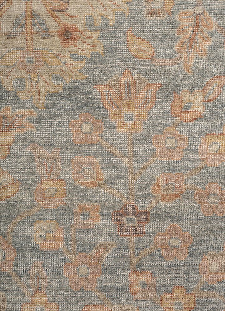 erbe blue wool hand knotted Rug - CloseUp erbe blue wool hand knotted Rug - CloseUp