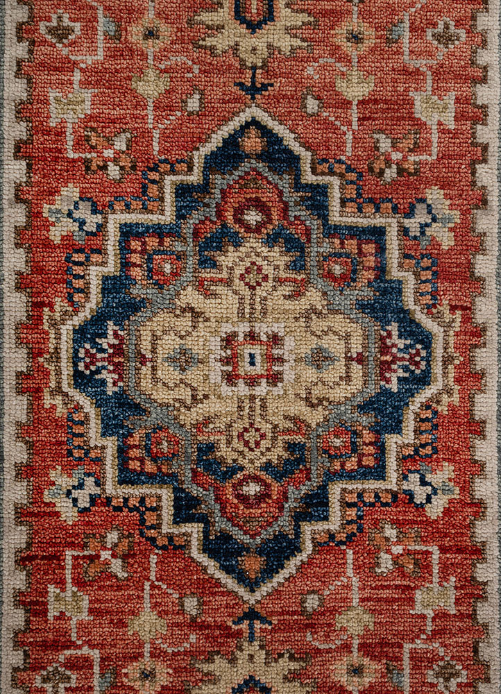 savana red and orange wool hand knotted Rug - CloseUp savana red and orange wool hand knotted Rug - CloseUp
