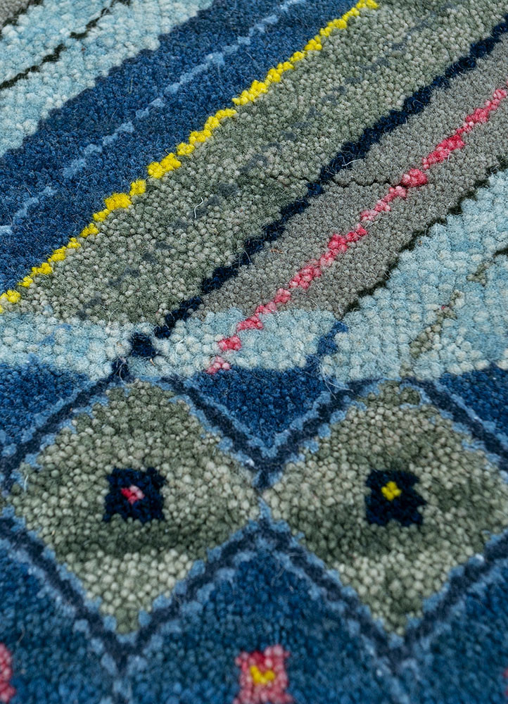 manchaha blue wool and bamboo silk hand knotted Rug - CloseUp manchaha blue wool and bamboo silk hand knotted Rug - CloseUp