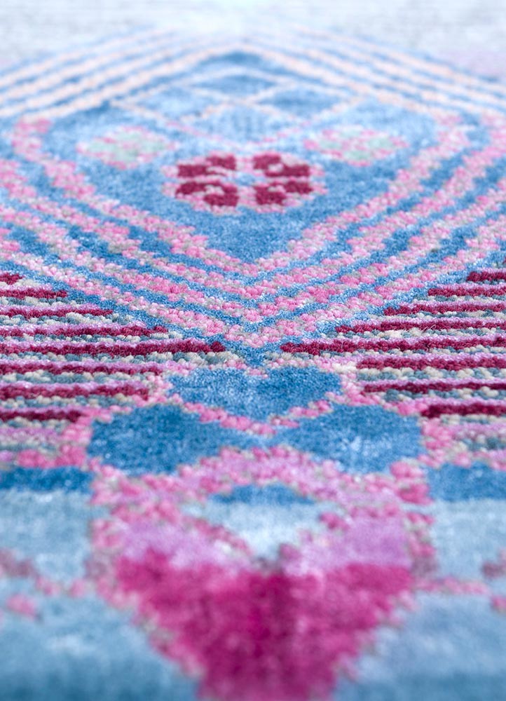 manchaha pink and purple wool and bamboo silk hand knotted Rug - CloseUp manchaha pink and purple wool and bamboo silk hand knotted Rug - CloseUp