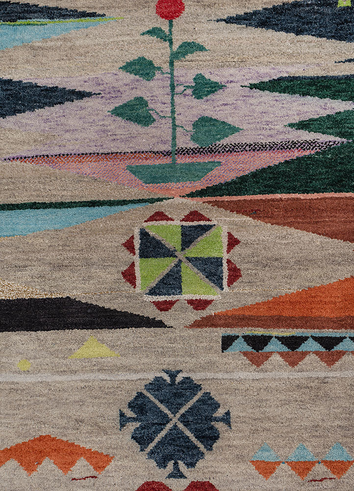freedom manchaha grey and black wool and bamboo silk hand knotted Rug - CloseUp freedom manchaha grey and black wool and bamboo silk hand knotted Rug - CloseUp