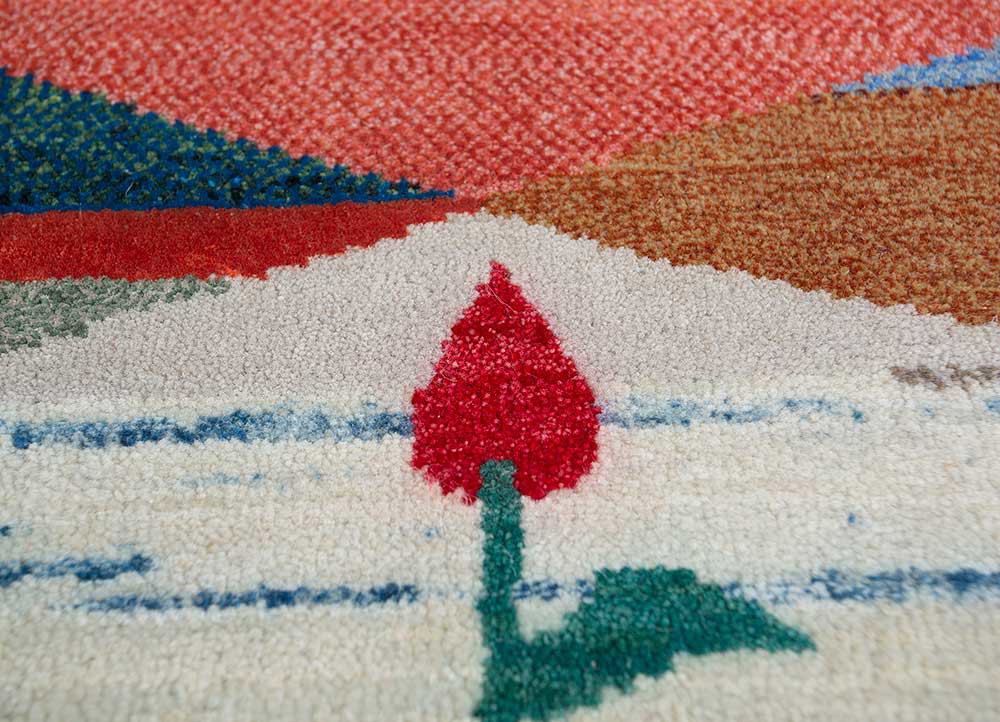 freedom manchaha blue wool and bamboo silk hand knotted Rug - CloseUp
