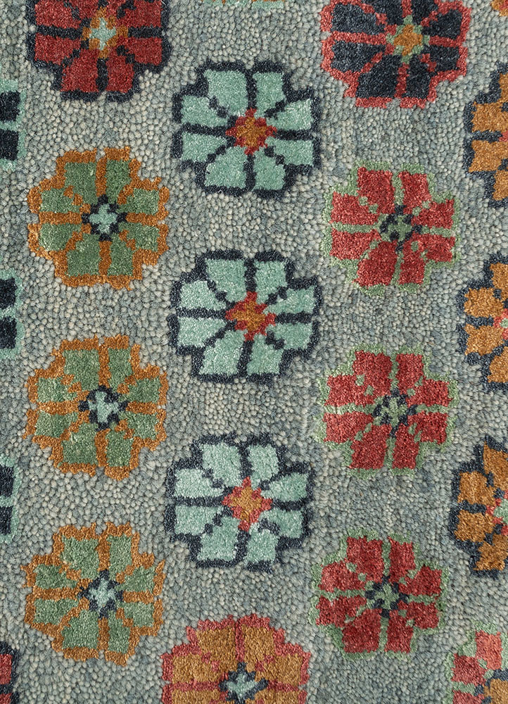 manchaha blue wool and bamboo silk hand knotted Rug - CloseUp manchaha blue wool and bamboo silk hand knotted Rug - CloseUp