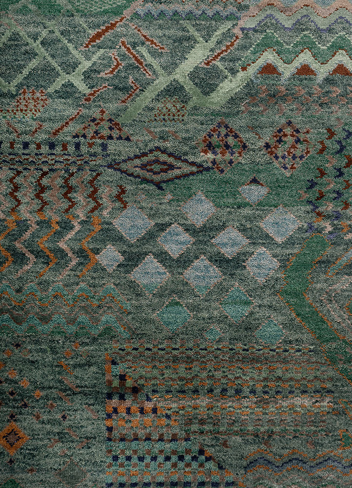manchaha green wool and bamboo silk hand knotted Rug - CloseUp manchaha green wool and bamboo silk hand knotted Rug - CloseUp
