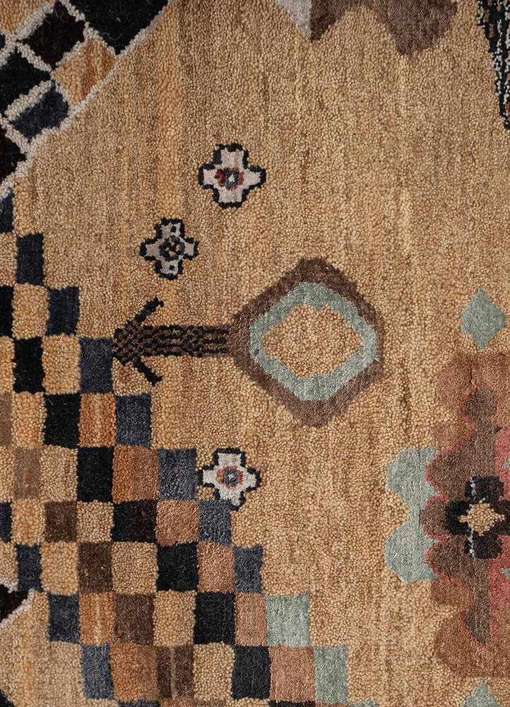 manchaha gold wool and bamboo silk hand knotted Rug - CloseUp manchaha gold wool and bamboo silk hand knotted Rug - CloseUp
