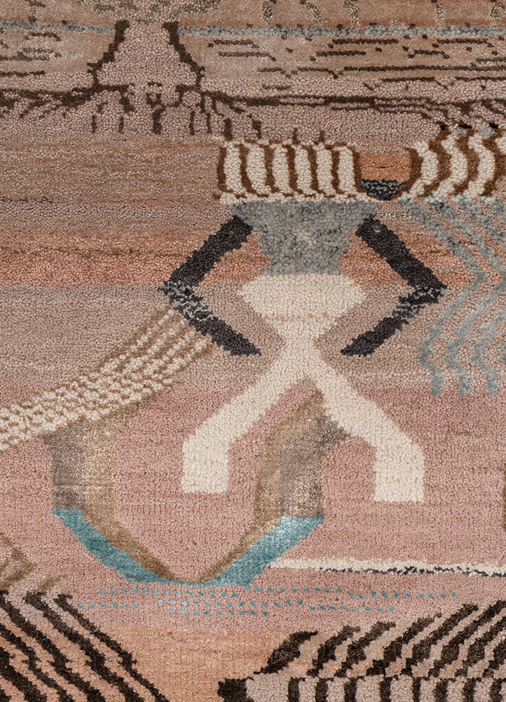 manchaha red and orange wool and bamboo silk hand knotted Rug - CloseUp manchaha red and orange wool and bamboo silk hand knotted Rug - CloseUp
