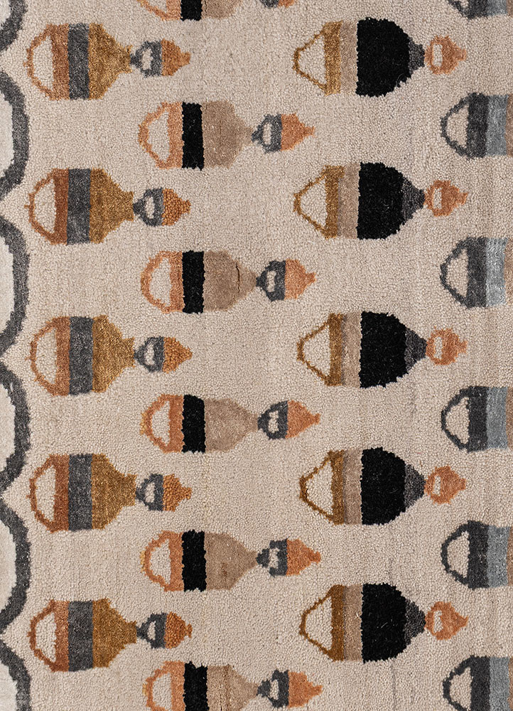 manchaha ivory wool and bamboo silk hand knotted Rug - CloseUp manchaha ivory wool and bamboo silk hand knotted Rug - CloseUp