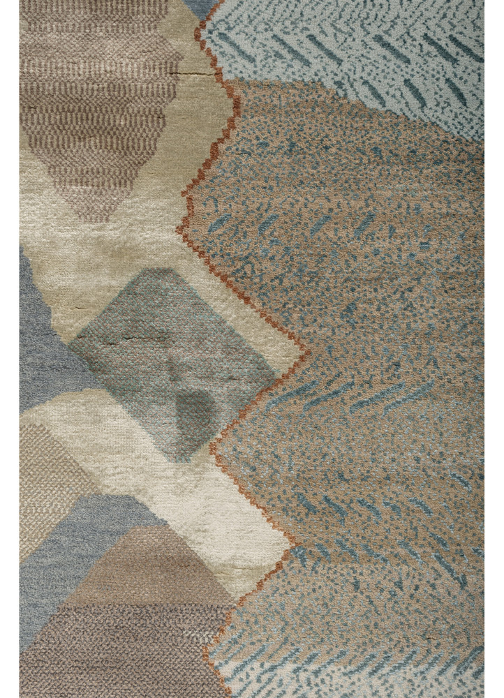 manchaha blue wool and bamboo silk hand knotted Rug - CloseUp manchaha blue wool and bamboo silk hand knotted Rug - CloseUp