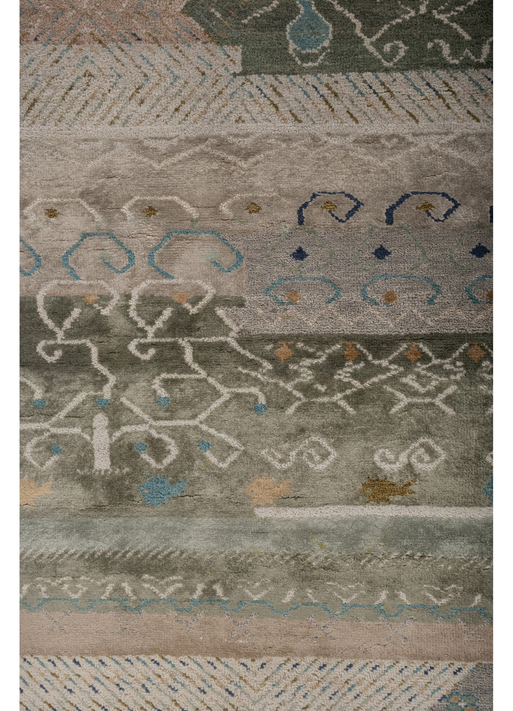 manchaha ivory wool and bamboo silk hand knotted Rug - CloseUp manchaha ivory wool and bamboo silk hand knotted Rug - CloseUp
