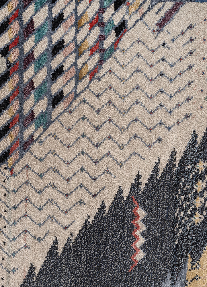 manchaha ivory wool and bamboo silk hand knotted Rug - CloseUp