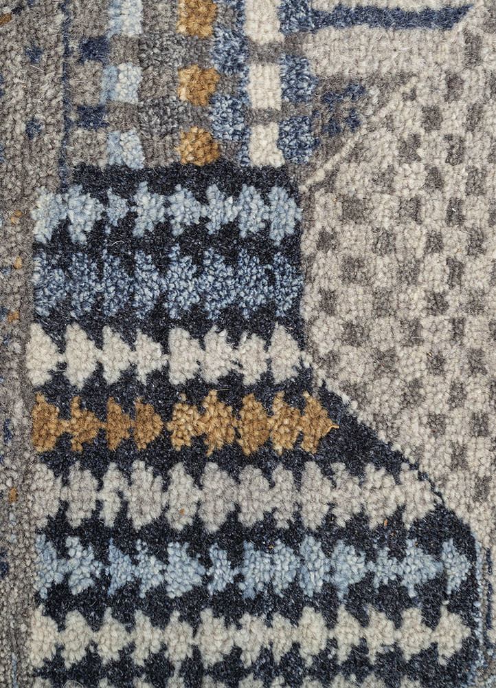manchaha blue wool and silk hand knotted Rug - CloseUp manchaha blue wool and silk hand knotted Rug - CloseUp