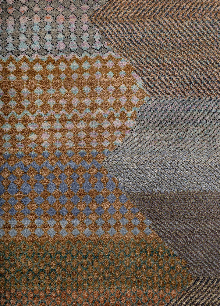 kavi x manchaha red and orange wool hand knotted Rug - CloseUp kavi x manchaha red and orange wool hand knotted Rug - CloseUp
