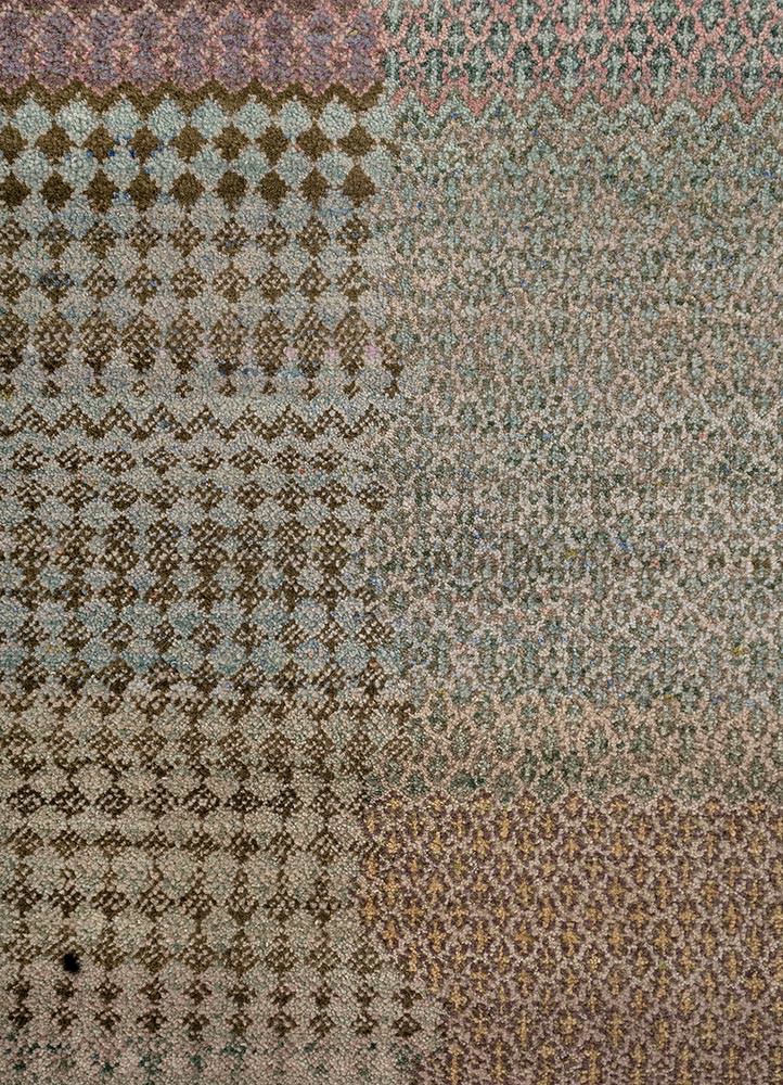kavi x manchaha green wool hand knotted Rug - CloseUp kavi x manchaha green wool hand knotted Rug - CloseUp
