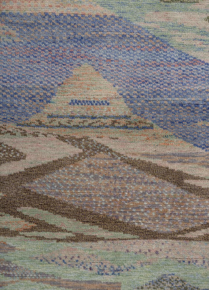 kavi x freedom manchaha pink and purple wool hand knotted Rug - CloseUp