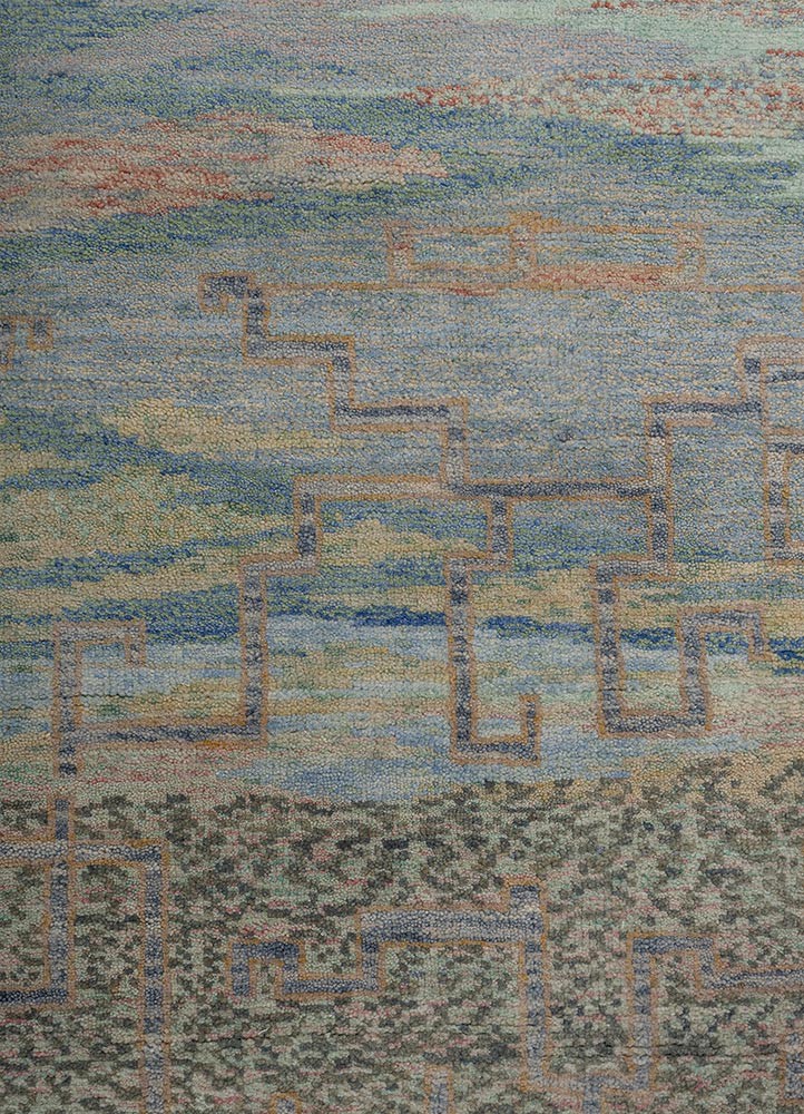 kavi x freedom manchaha pink and purple wool hand knotted Rug - CloseUp