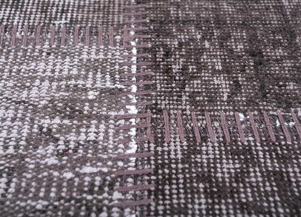 provenance grey and black wool patchwork Rug - CloseUp