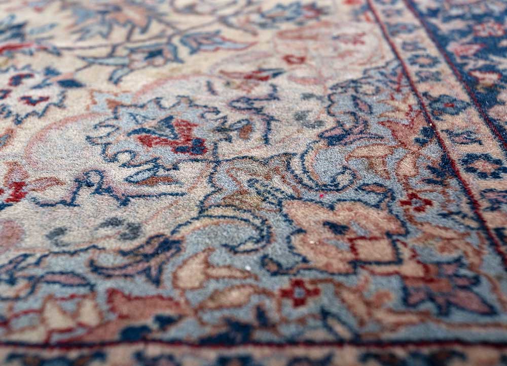 aalam blue wool hand knotted Rug - CloseUp aalam blue wool hand knotted Rug - CloseUp