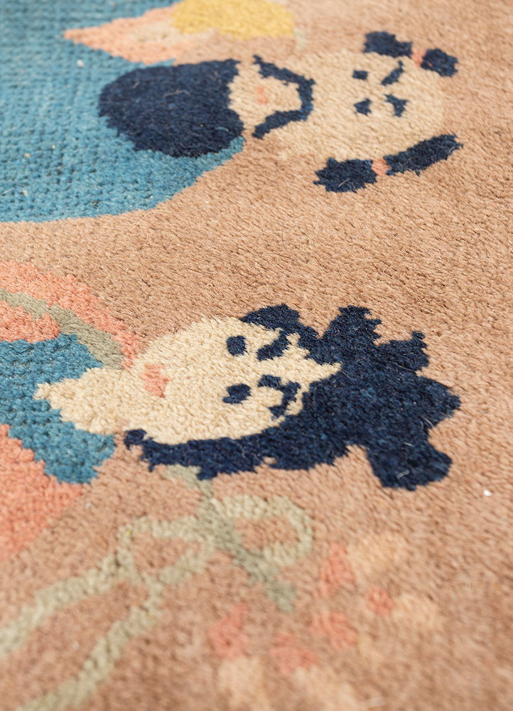 aalam blue wool hand knotted Rug - CloseUp aalam blue wool hand knotted Rug - CloseUp