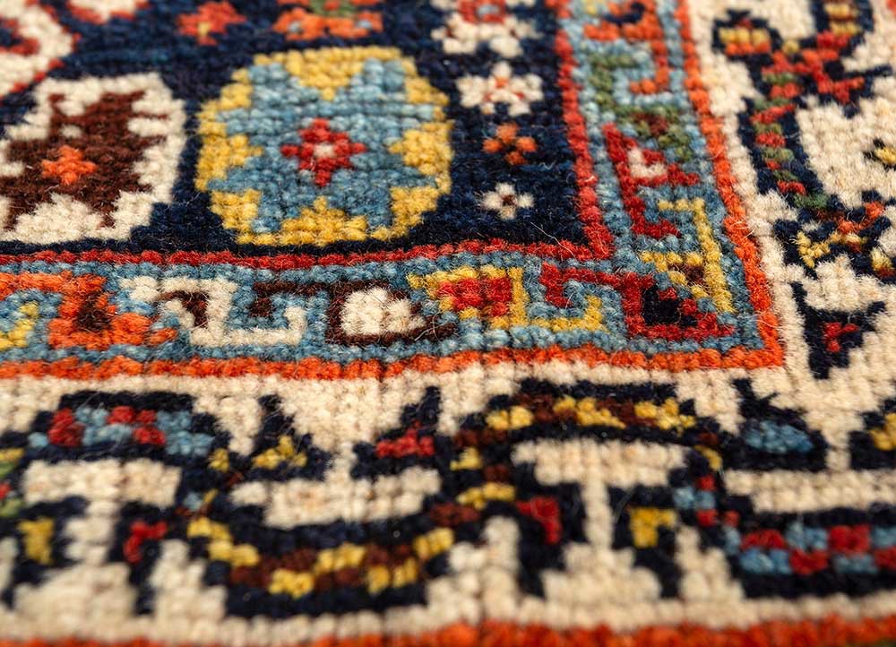kiaan blue wool hand knotted Rug - CloseUp kiaan blue wool hand knotted Rug - CloseUp