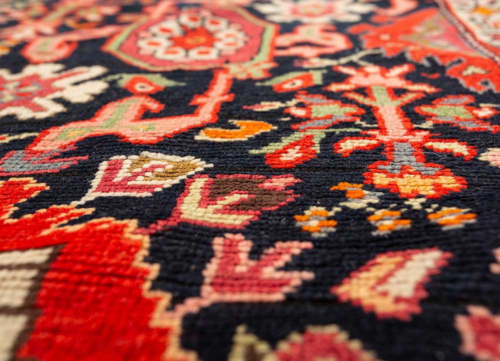 aalam blue wool hand knotted Rug - CloseUp