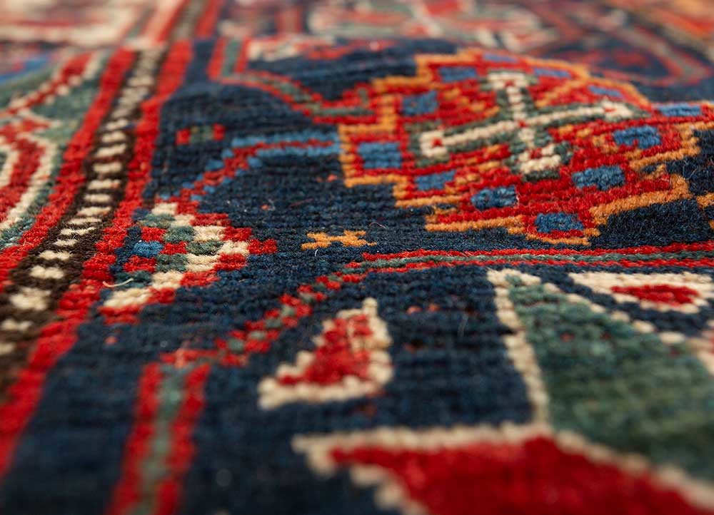 aalam red and orange wool hand knotted Rug - CloseUp aalam red and orange wool hand knotted Rug - CloseUp