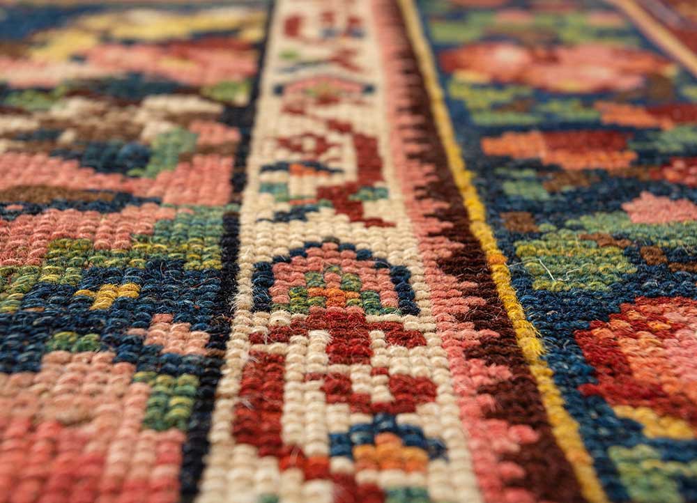 aalam blue wool hand knotted Rug - CloseUp aalam blue wool hand knotted Rug - CloseUp