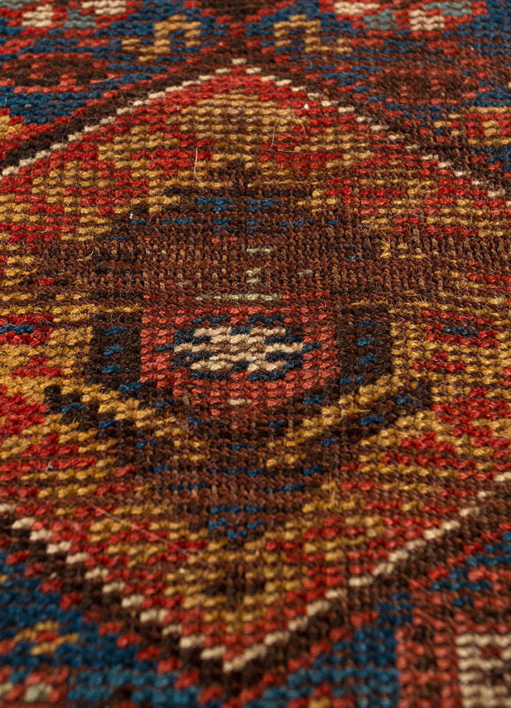 aalam blue wool hand knotted Rug - CloseUp