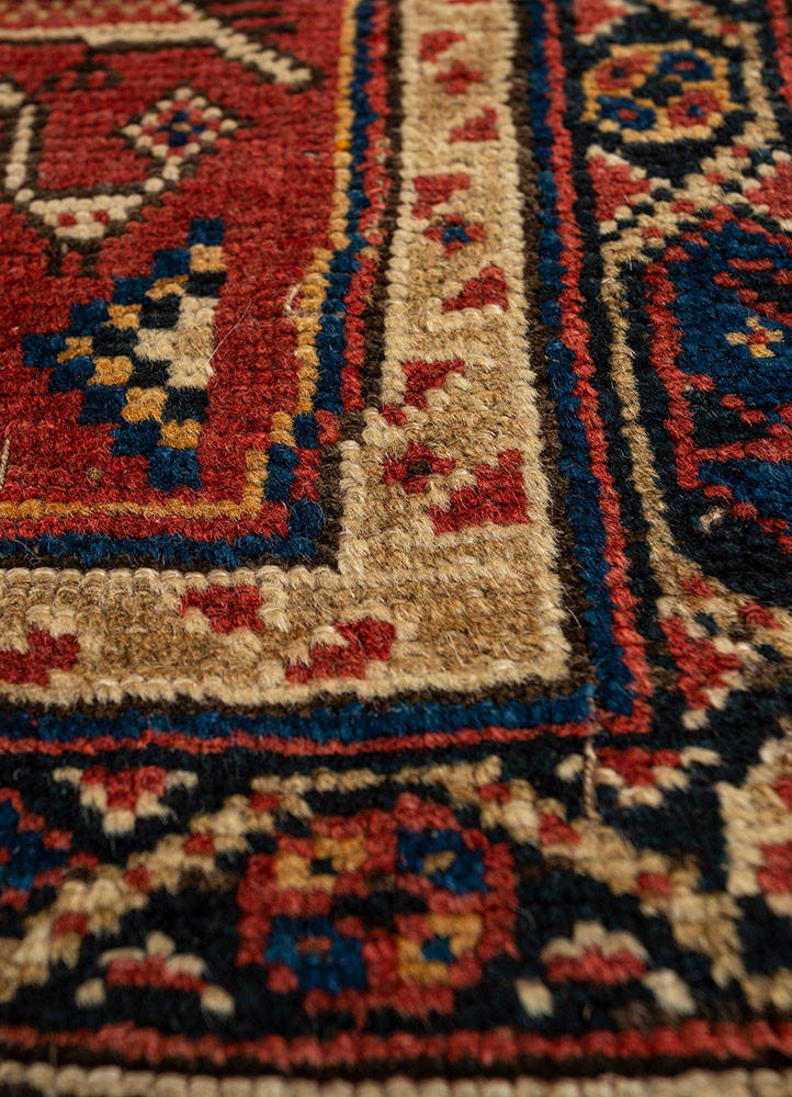 aalam red and orange wool hand knotted Rug - CloseUp aalam red and orange wool hand knotted Rug - CloseUp