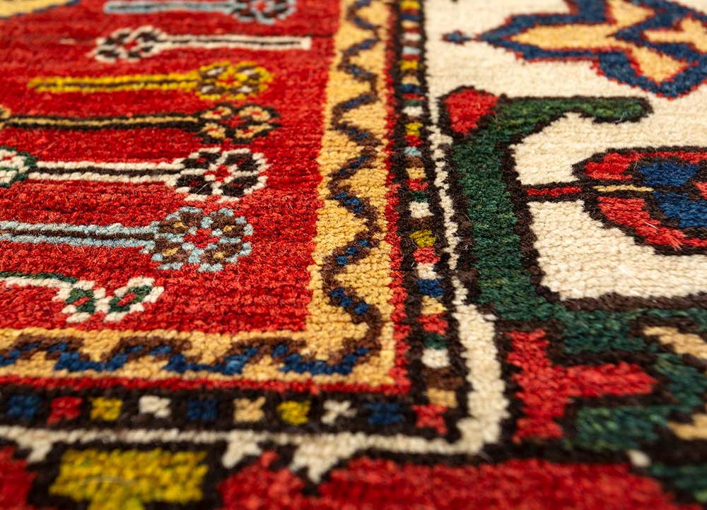 kiaan red and orange wool hand knotted Rug - CloseUp