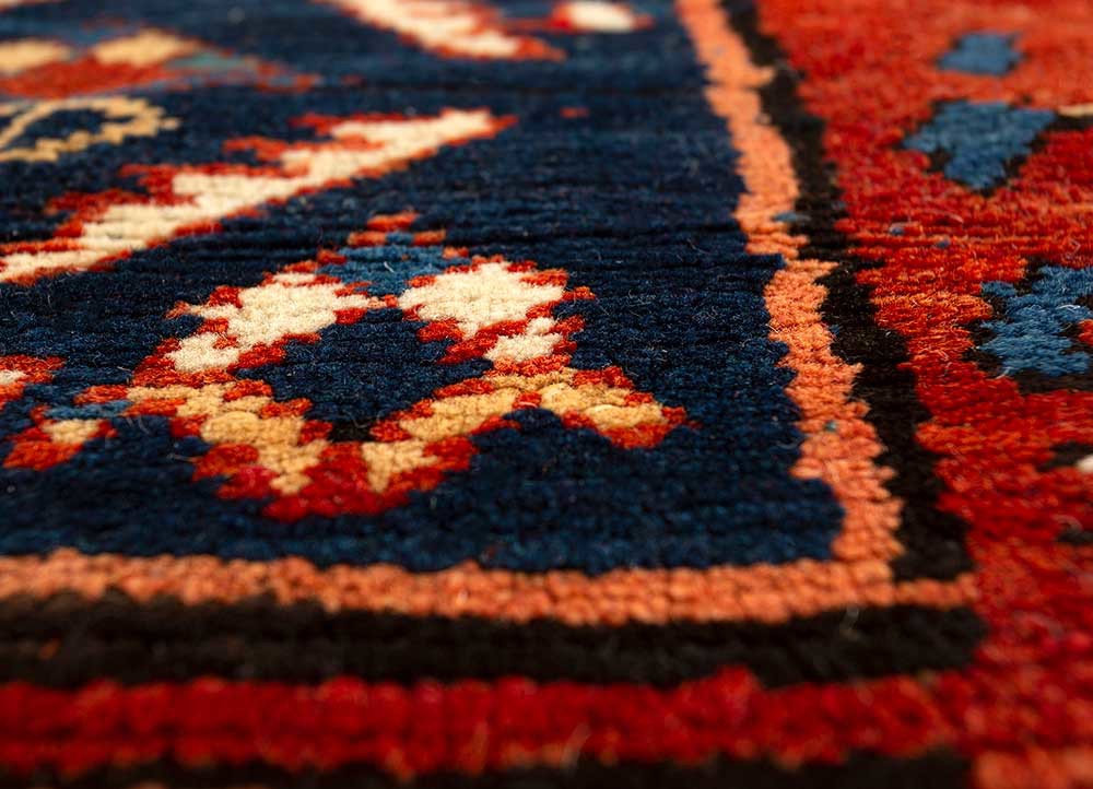 aalam blue wool hand knotted Rug - CloseUp aalam blue wool hand knotted Rug - CloseUp