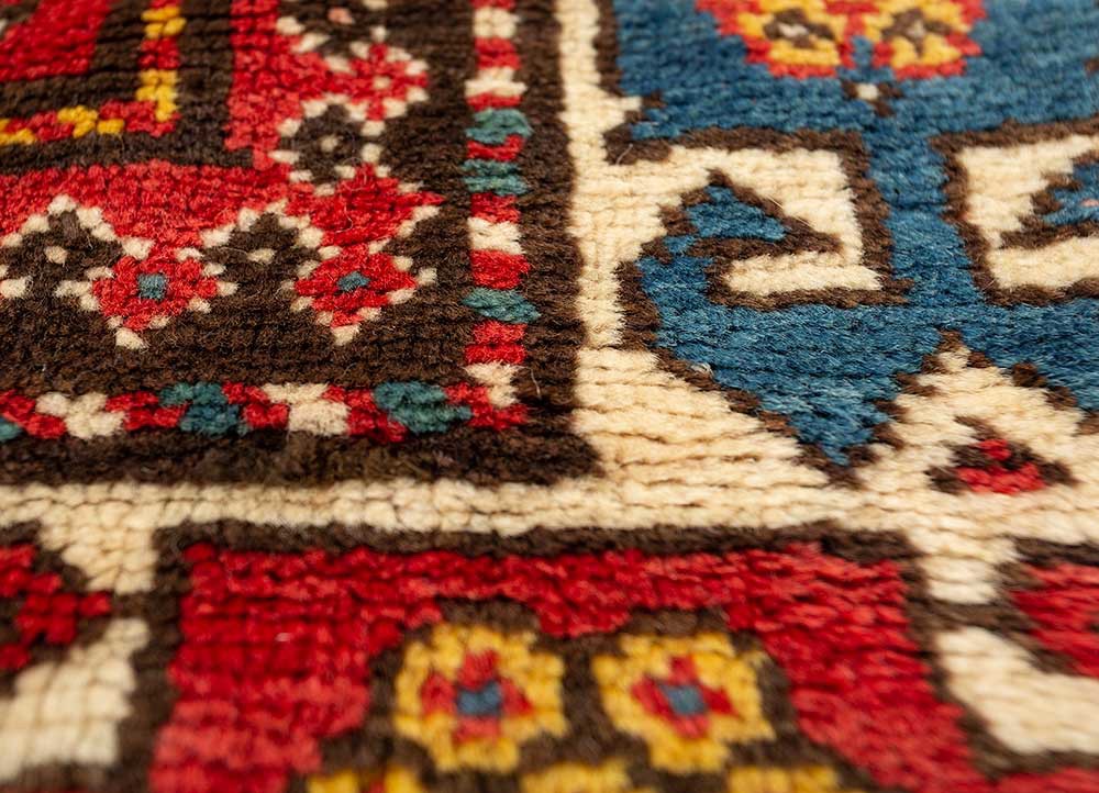 kiaan red and orange wool hand knotted Rug - CloseUp